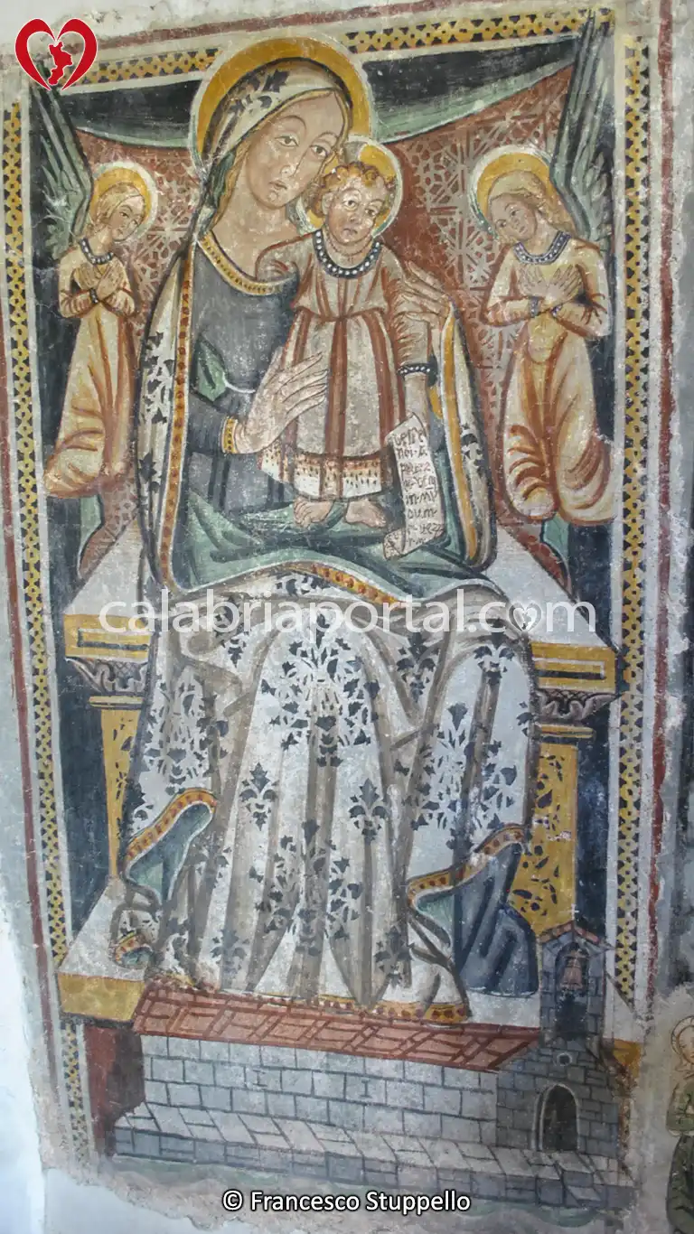Affresco della Cappella di Santa Sofia che Ritrae la Madonna di Costantinopoli con l'Antico Edificio di Culto