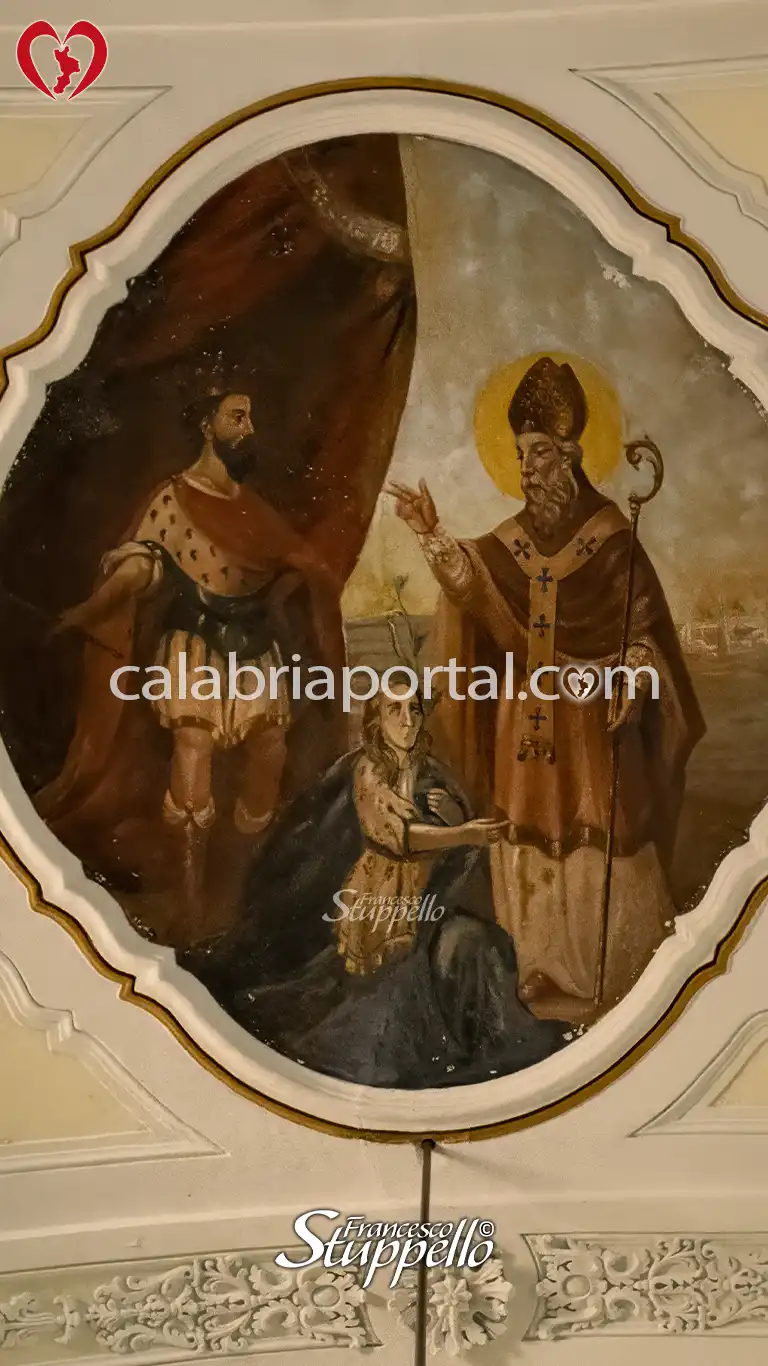 Affresco di San Ciriaco Abate che esorcizza la figlia dell'Imperatore Michele IV di Costantinopoli