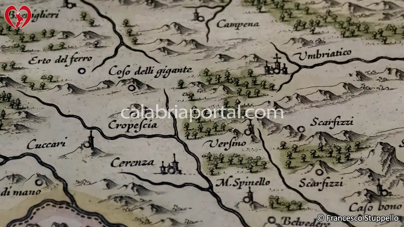 Mappa del '600 del Cozzo dei Giganti a Campana (CS)