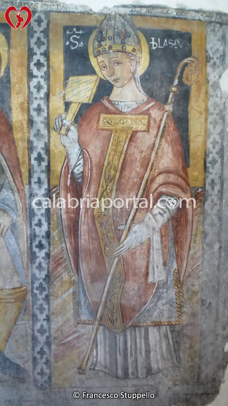 Affresco di San Biagio della Cappella di Santa Sofia a Papasidero Affresco di San Biagio della Cappella di Santa Sofia a Papasidero