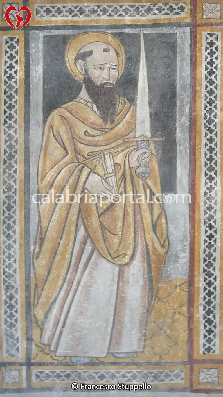 Affresco di San Paolo della Cappella di Santa Sofia a Papasidero Affresco di San Paolo della Cappella di Santa Sofia a Papasidero