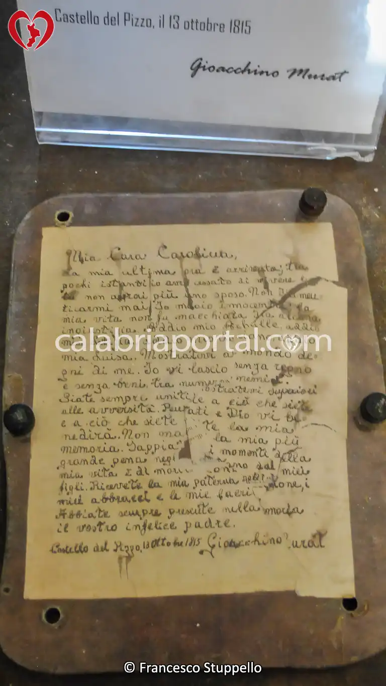 Lettera di Giacchino Murat al Museo di Pizzo