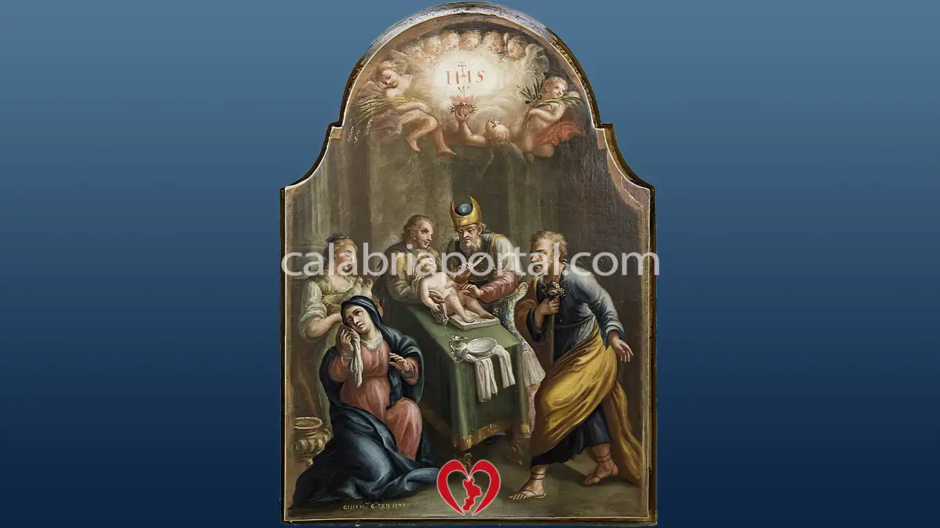 Genesio Galtieri: La Circoncisione di Gesù (1777), olio su tela, 180x126 cm - Santuario di Santa Maria del Castello, Castrovillari (CS) Genesio Galtieri: La Circoncisione di Gesù (1777), olio su tela, 180x126 cm - Santuario di Santa Maria del Castello, Castrovillari (CS)